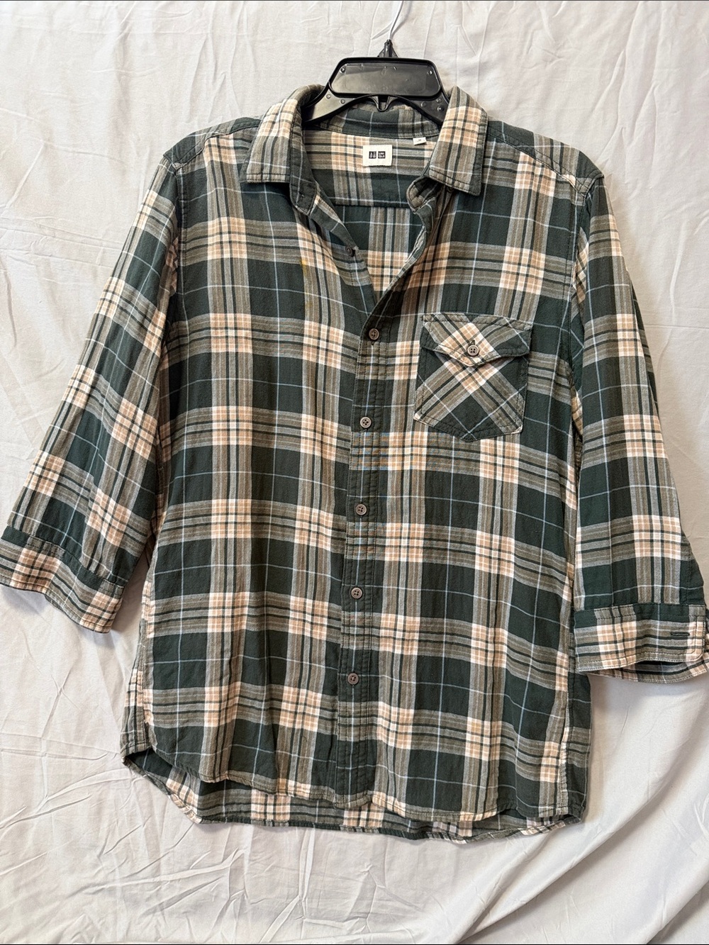 Uniqlo Flannel Checked Plaid Cotton Shirt Size Medium